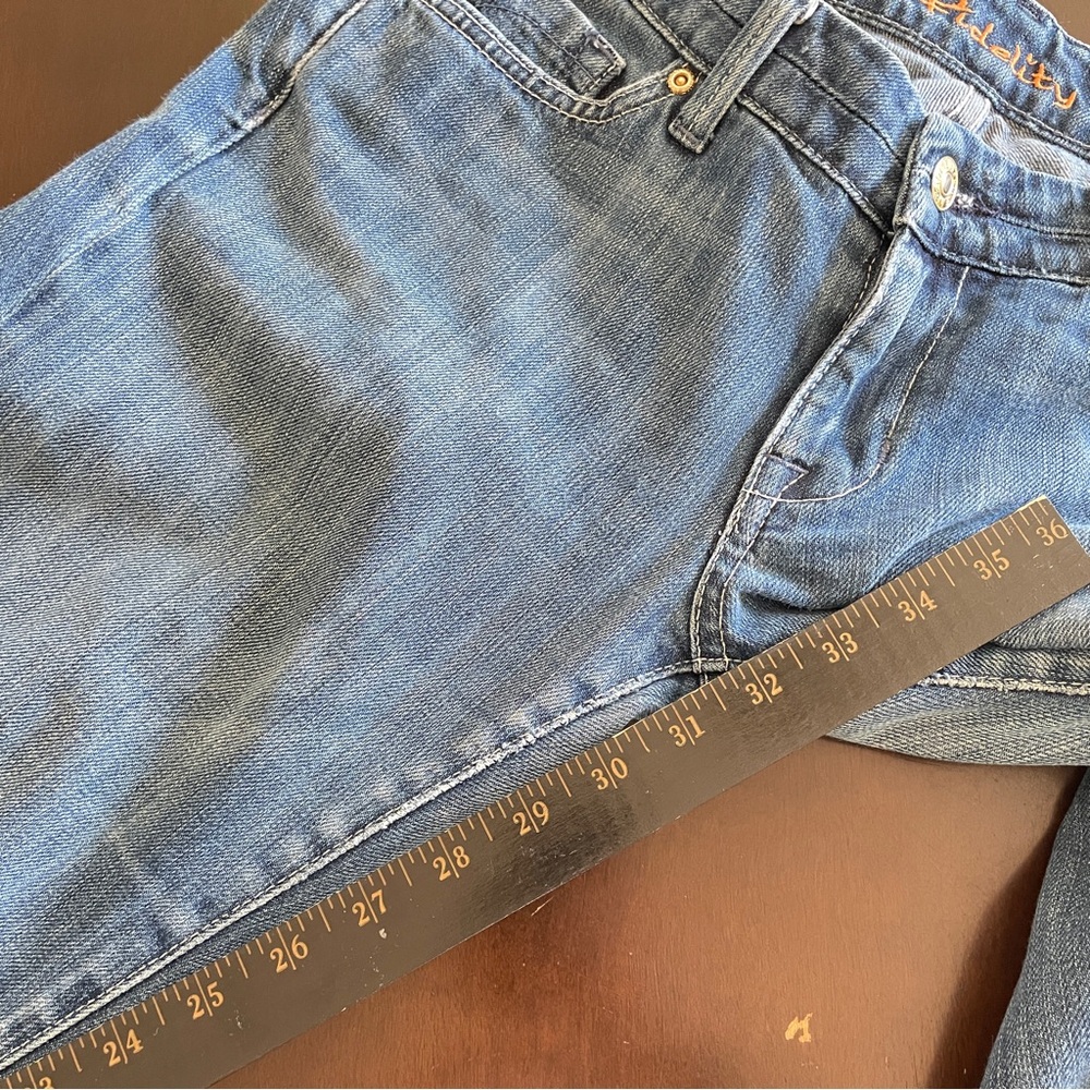 Anthropologie FIDELITY DENIM Japan Rose Skinny Flare Blue Water Sapphire Jean - Picture 9 of 13
